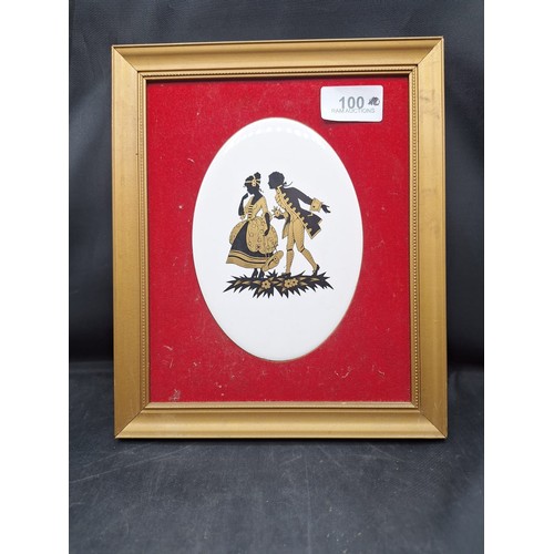 100 - Maw and Co Framed Regency Figure Tile In Black and Gold