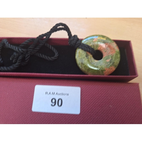 90 - Boxed Necklace and Natural Stone Carved Pendant