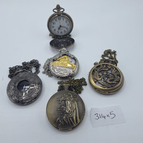 314 - Boxed Assorted Pocket Watches With Chains x5