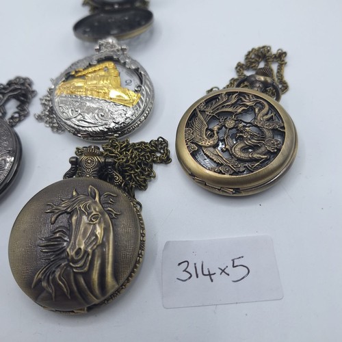 314 - Boxed Assorted Pocket Watches With Chains x5