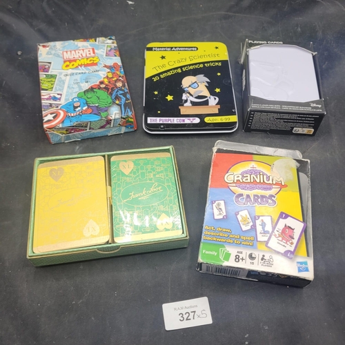 327 - A Group of Five Modern Card Games and Activity Kits, including Hasbro Cranium Cards