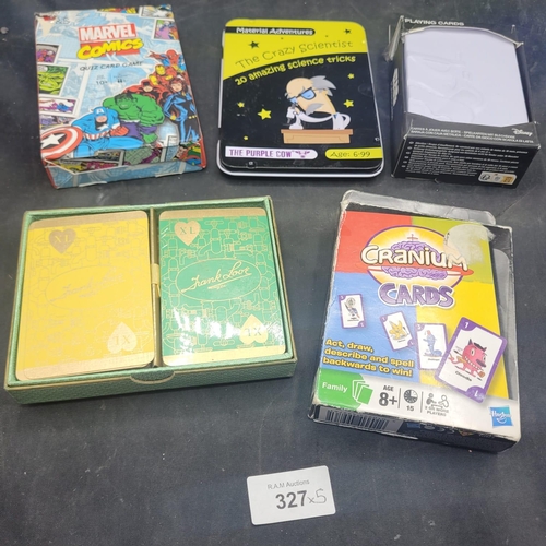 327 - A Group of Five Modern Card Games and Activity Kits, including Hasbro Cranium Cards