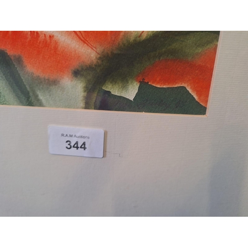 344 - Framed and Signed Alan Bailey Watercolour 95 Poppy Picture 16