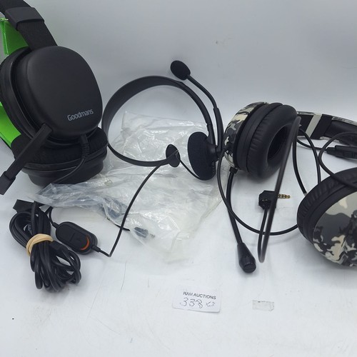 338 - GAMING HEADPHONES AND LEADS X3
