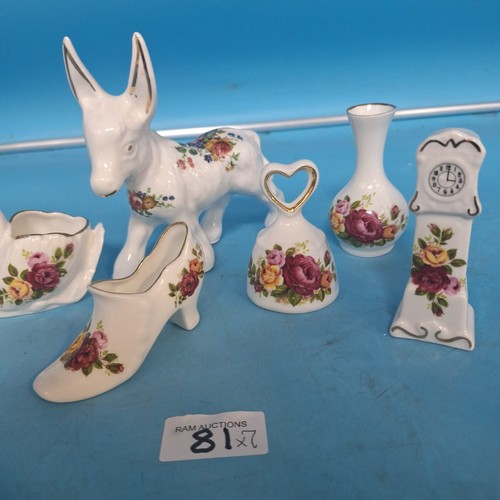 81 - Staffordshire Roses Style Figures x7