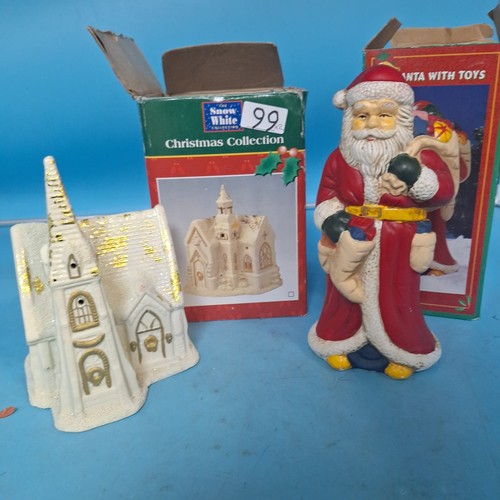 99 - Boxed Santa Figure and a Snow White Christmas Collection x2