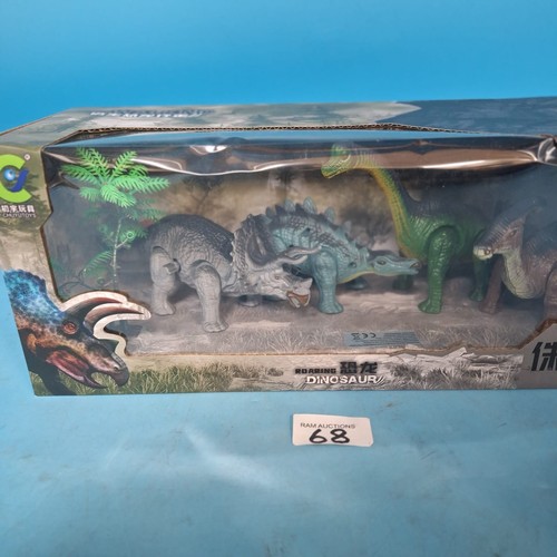 68 - Roaring and Walking Dinosaur World 4 Dinosaur Set