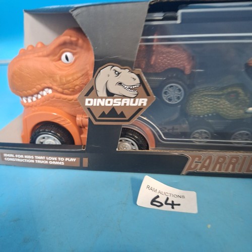 64 - New In The Box Dinosaur Carrier Truck With Dinosaur Cars Inside