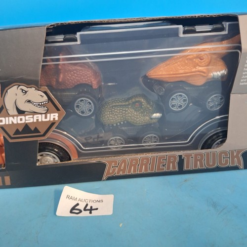 64 - New In The Box Dinosaur Carrier Truck With Dinosaur Cars Inside