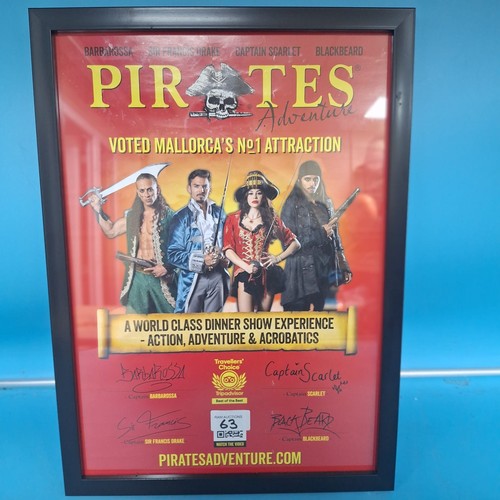 63 - Framed Pirates Adventure Poster Signed By The Cast