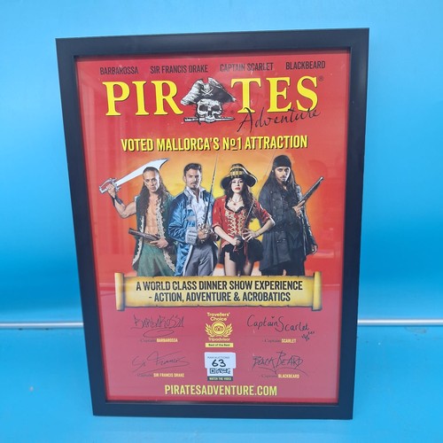 63 - Framed Pirates Adventure Poster Signed By The Cast
