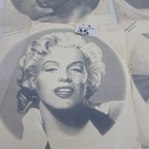35 - Vintage/Retro Transfers From The Ceramic Industry x4 To Include J Wayne, M Monroe and Others