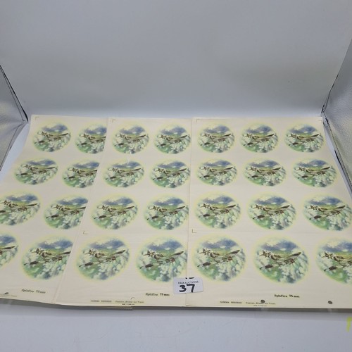 37 - VINTAGE/RETRO CERAMIC TRANSFERS OF SUPERMARINE SPITFIRE 75MM X 48