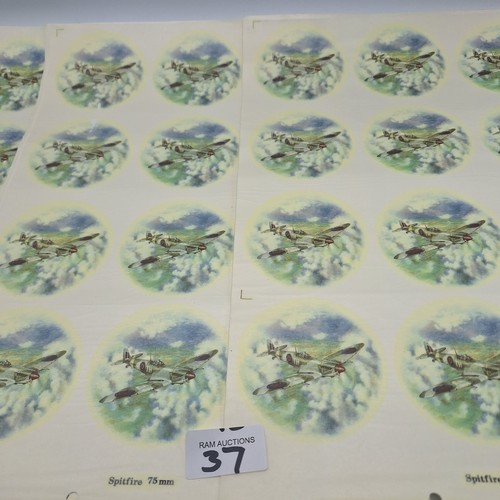 37 - VINTAGE/RETRO CERAMIC TRANSFERS OF SUPERMARINE SPITFIRE 75MM X 48