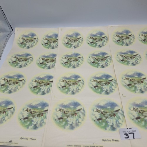 37 - VINTAGE/RETRO CERAMIC TRANSFERS OF SUPERMARINE SPITFIRE 75MM X 48