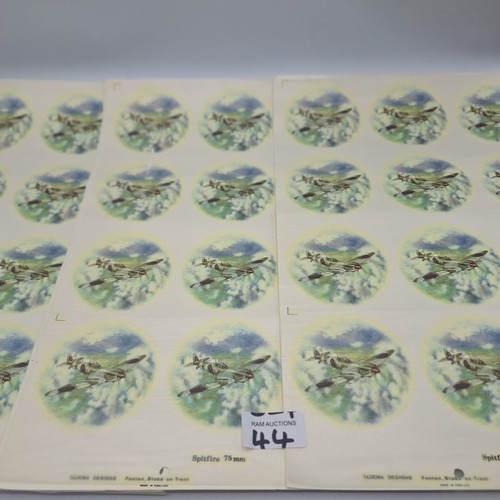 44 - VINTAGE/RETRO CERAMIC TRANSFERS OF SUPERMARINE SPITFIRE 75MM X 48