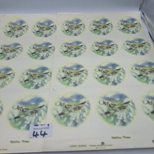 44 - VINTAGE/RETRO CERAMIC TRANSFERS OF SUPERMARINE SPITFIRE 75MM X 48