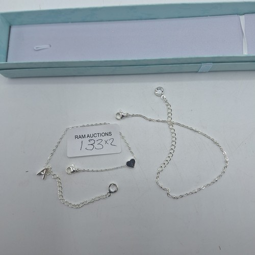 133 - BOXED STONED SILVER TONE BRACELETS X2