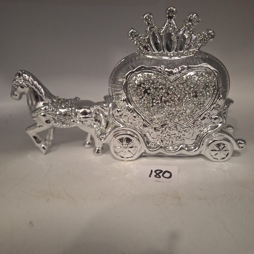 180 - Silver Bling Horse and Carriage