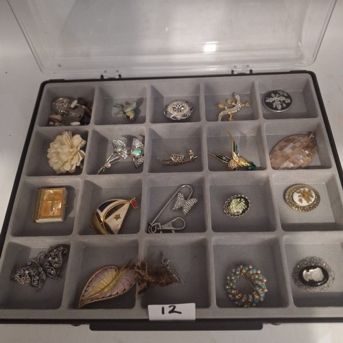12 - Tray Of Assorted Brooches