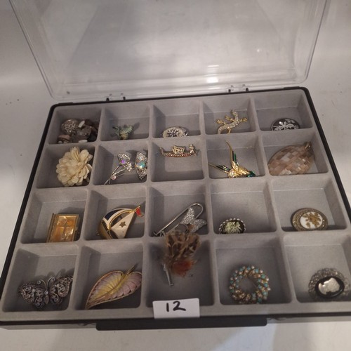 12 - Tray Of Assorted Brooches
