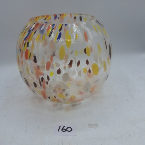 160 - Hand Painted Millifiori Glass Bowl 9