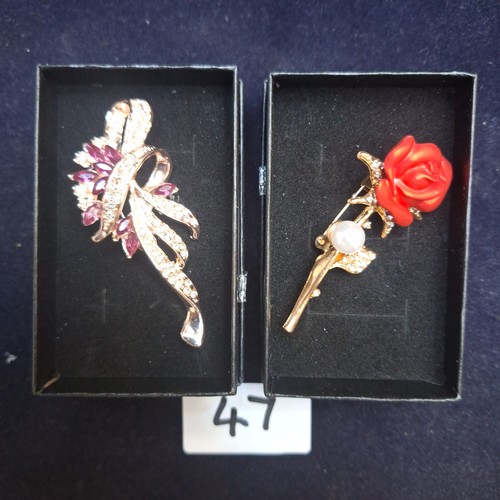 47 - Boxed Fashion and Vintage Brooches x2