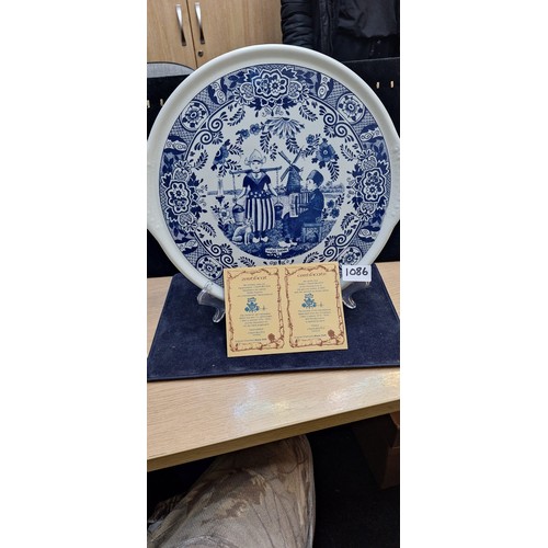 1086 - Super Large Dutch Delft Cake Tray With Certificate