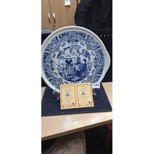 1086 - Super Large Dutch Delft Cake Tray With Certificate