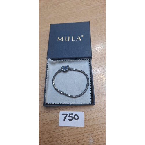 750 - Boxed Mula 925 Silver Charm Bracelet