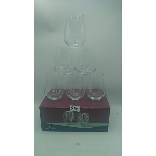 914 - CrystalEx Waterfall Bohemian Crystal Glasses x6