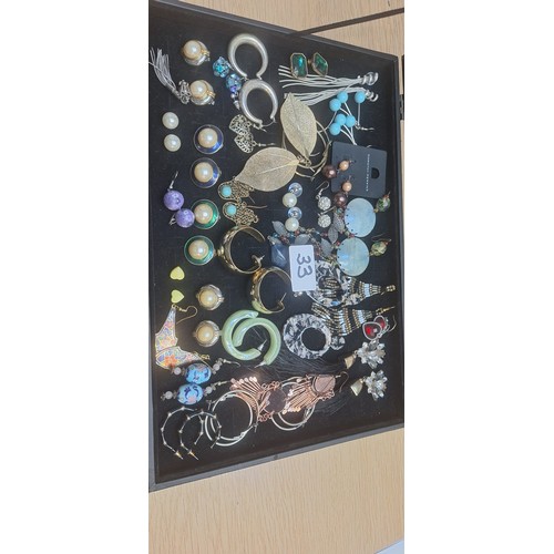 33 - Large Tray of Fashion and Vintage Earrings
