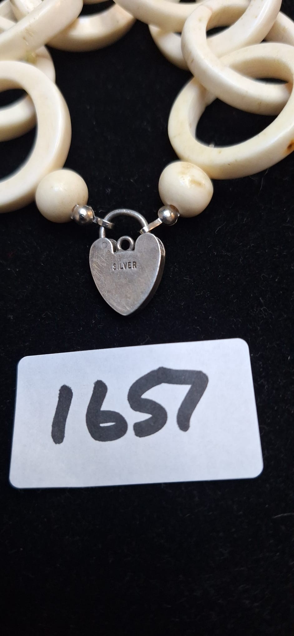 Presented As Sterling Silver Locket Clasp Bone Braceket (a/f)