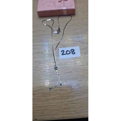 208 - 24k Gold Plated Necklace With 4 Stone Tag 2 Stone Clasp