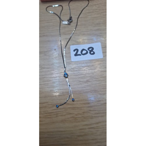 208 - 24k Gold Plated Necklace With 4 Stone Tag 2 Stone Clasp