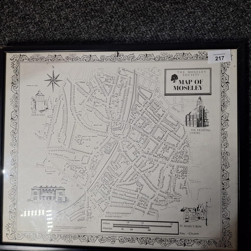 217 - FRAMED MAP OF MOSELY PARK 1980'S