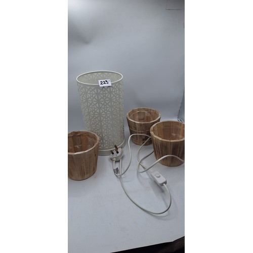 223 - Modern Cut Metal Lamp and 3 Wooden Planters