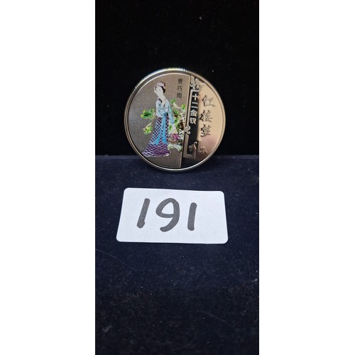 191 - Collectable Chinese Silver Plated Coin From The Famous Chinese Figures Series