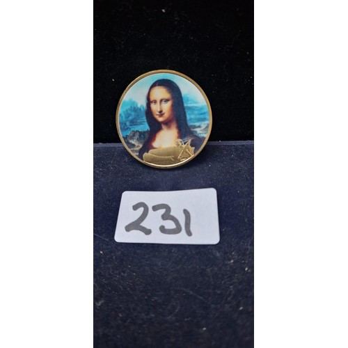 231 - Collectable Gold Plated Coin Featuring Mona Lisa