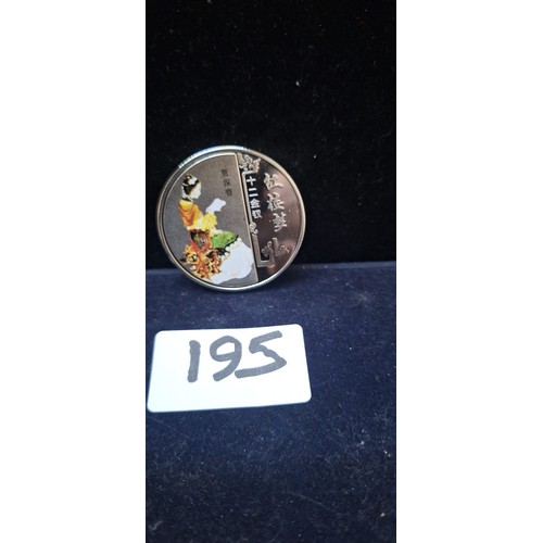 195 - Collectable Chinese Silver Plated Coin From The Famous Chinese Figures Series