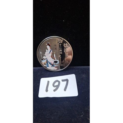 197 - Collectable Chinese Silver Plated Coin From The Famous Chinese Figures Series