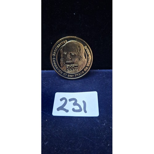231 - Collectable Gold Plated Coin Featuring Mona Lisa