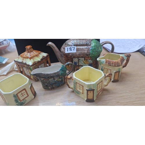 187 - 6 Piece Assorted Pottery To Include Tony Woods Tea Pot and Jug