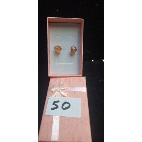 50 - Boxed 925 Silver Earrings With Natural Stones