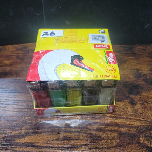 26 - Box of 50 Swan Lighters.