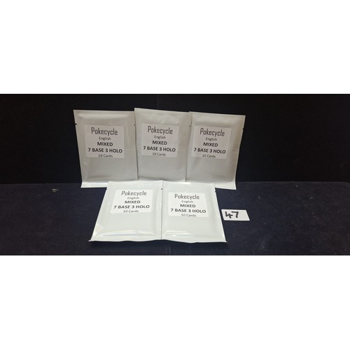47 - Pokecycle Cards To Include 7 Base and 3 Holo Per Pack x5 Packs