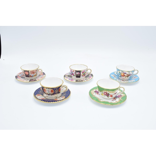 1 - Royal Worcester Miniature Cups and Saucers: Blue Panelled Floral, Wheatsheaf, Marchiones of Huntley,... 