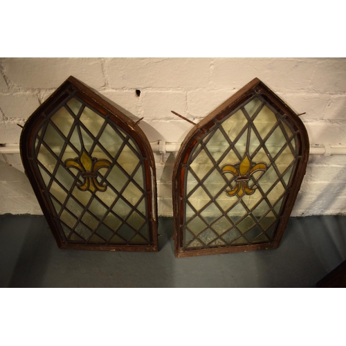 100 - 19th century arched gothic church leaded windows (probably from a Welsh chapel)(2)