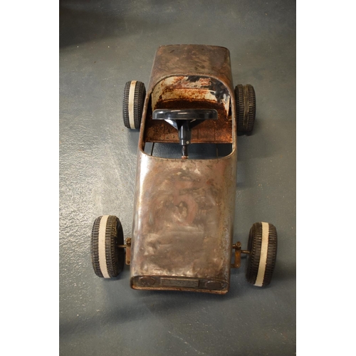 104 - 1950s metal Childs pedal car (stripped back to metalwork)