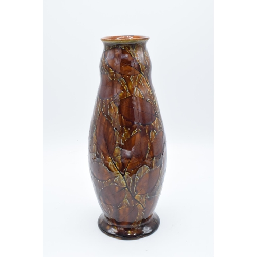 120 - Royal Doulton stoneware vase decorated with autumnal leaves